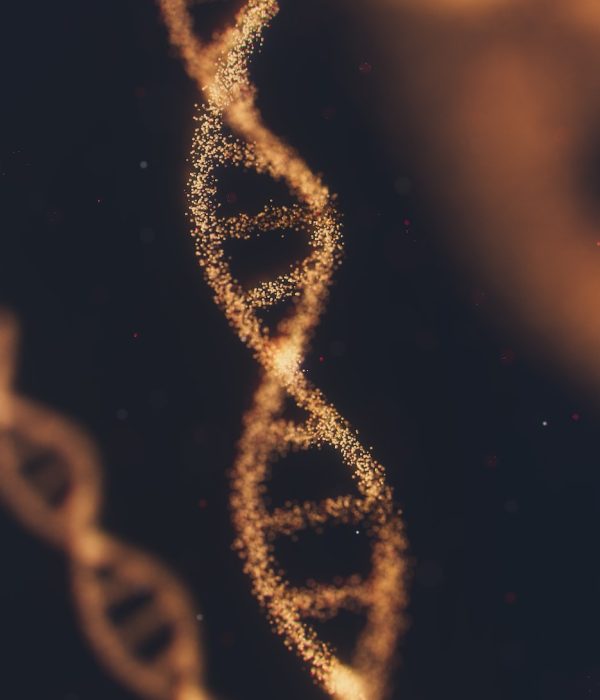 Représentation de ADN en jaune sur fond noir lors d'un test de paternité